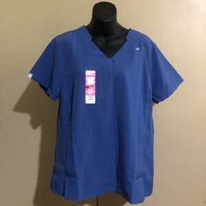Scrubstar Moisture Control Heather Electric Blue Relaxed V-Neck Scrub Top M